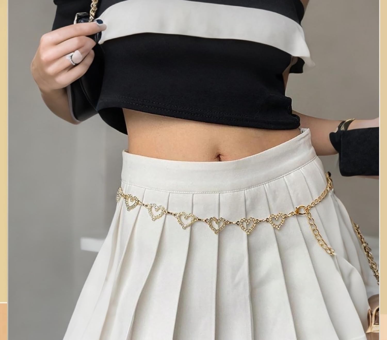 Heart Chain Belts for Girls Kids - Rhinestone Gold Metal Waist Belt for Flower Girl Dresses Jeans - Image 8