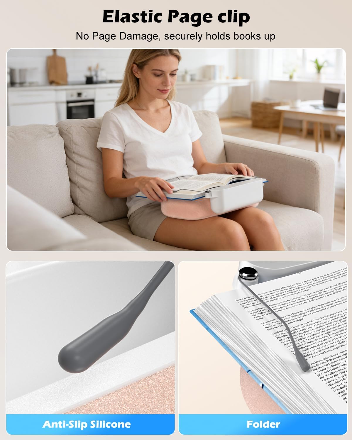 Tablet Pillow Stand for Lap Use, Adjustable iPad Holder with Detachable Bowl, 360 Rotating Clip for 4.7"-13" Kindle, iPad, Phone/Tablet, Soft Plush Fabric for Hands-Free Relaxation on Bed, Pink