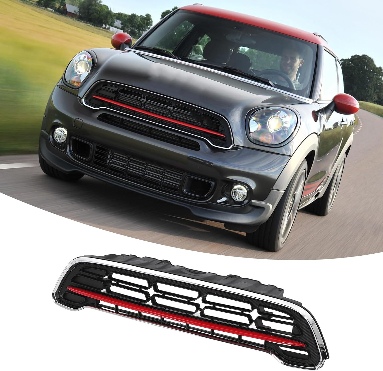 Front Bumper Grille Kit, Automobile Bumper Grille, Car Front End Grill Cover Replacement Front Mesh Grille for R60 S 2014-2016,R61 Paceman S 2014-2016