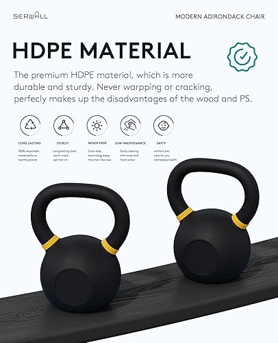 Miniatura 8 de SERWALL Juego de 2 sillas Adirondack modernas, sillas plegables Adirondack con soportes dobles para tazas, sillas de plástico HDPE para exteriores