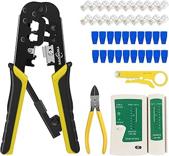 RJ45 Crimp Tool Kit for Cat5 Cat5e Cat6 Modular Plugs Connectors, RJ-11, 6P/R...