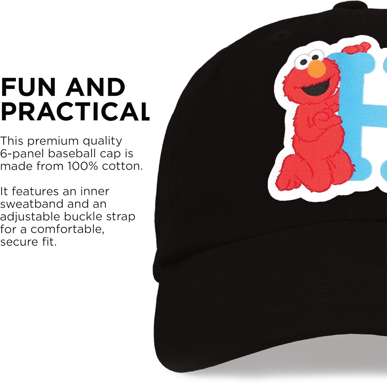 Sesame Street Elmo & Abby Kids Toddler Cap with Initial, Toddler Boys Hat, Youth Girl Baseball Cap, Cute Toddler Baseball Cap - Image 2