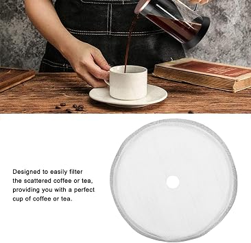 10PCS French Press Replacement Filter Screen, 2.6in 80-Count Fine Mesh Stainless Steel Coffee Filter Reusable Cafetiere Filter Replacements for French Press Coffee Maker (Silver)