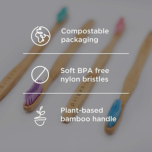 Miniatura 9 de Paquete de 4 cepillos de dientes de bambú y hilo dental de seda compostable con soporte de vidrio recargable, juego de cuidado bucal biodegradable,