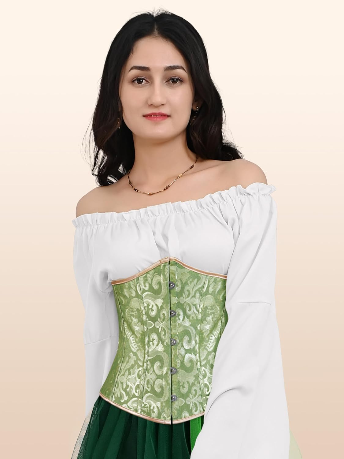 Zhitunemi Halloween Costumes Woman 2025: Black Underbust Corset Top for Women Pirate Costume - Corsets for Pirate Theme Party - Image 2