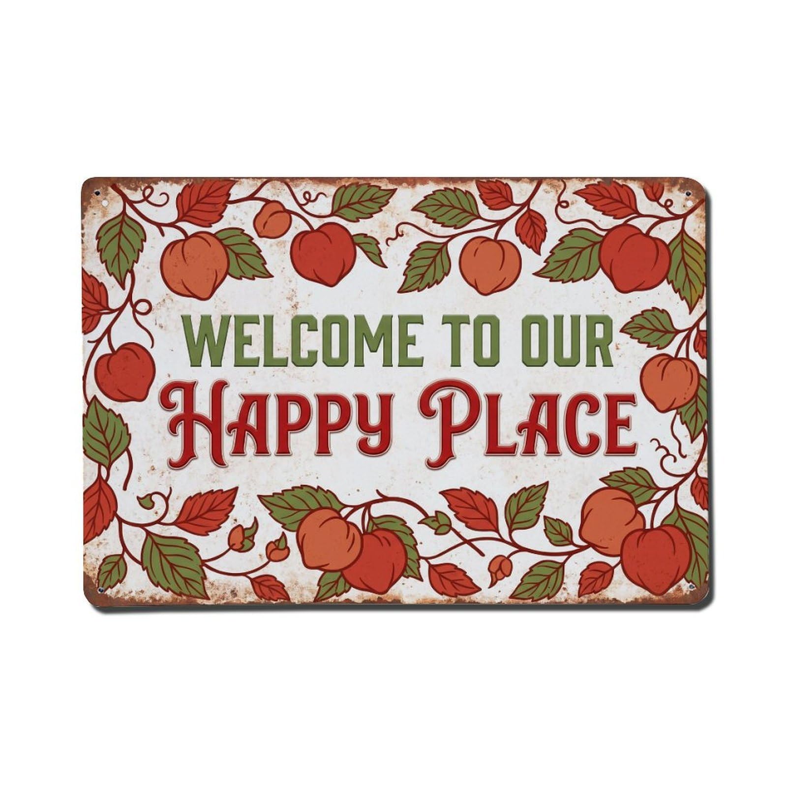Welcome To Our Happy Place Kwai Muk Garden Metal Tin Sign Plaque Wall Decor for Cafe, Club Bar, Office, Home Garden Metal Poster 8x12Inch