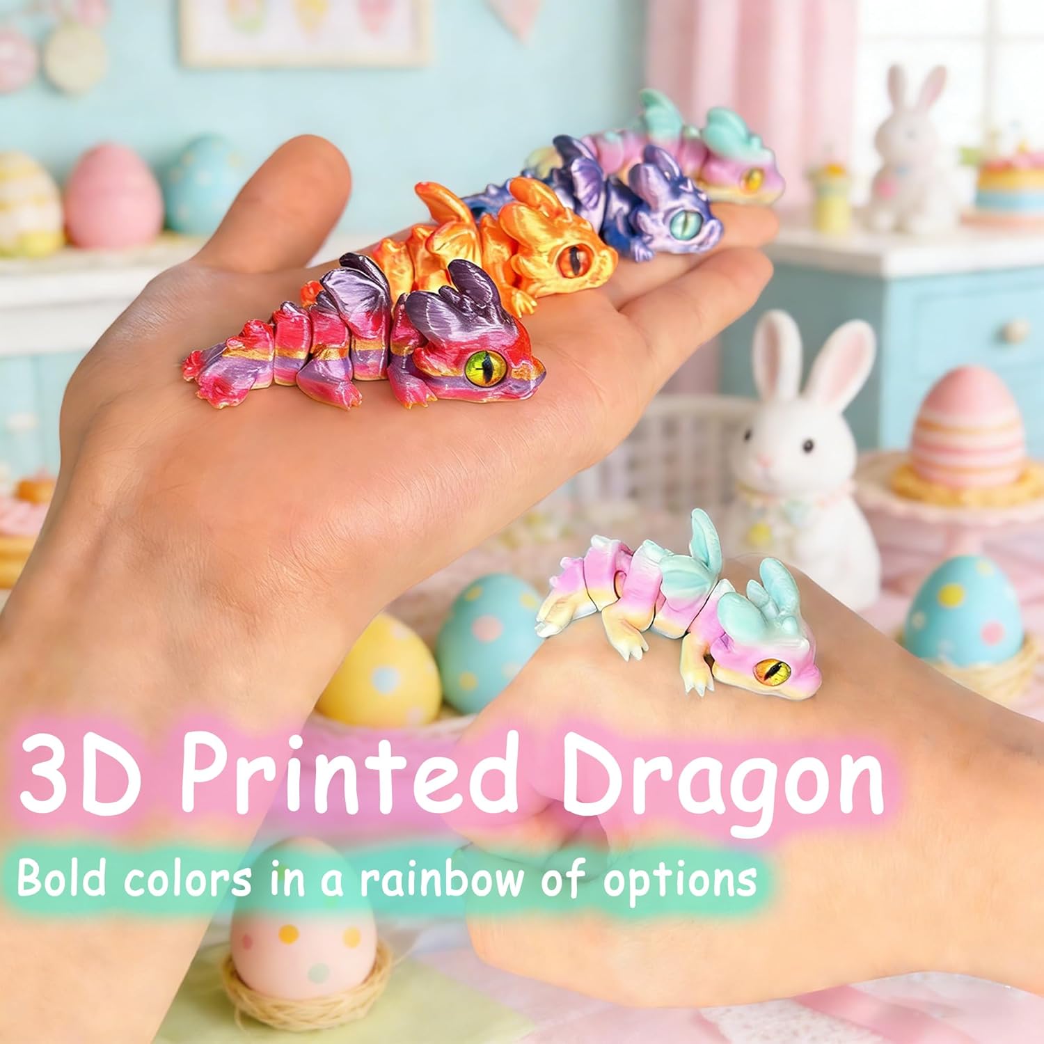 10 Pack 3D Printed Dragon with Eggs - 3D Printed Animals fidget Toys for Kids, Easter Basket Stuffers Gifts for Boys & Girls
