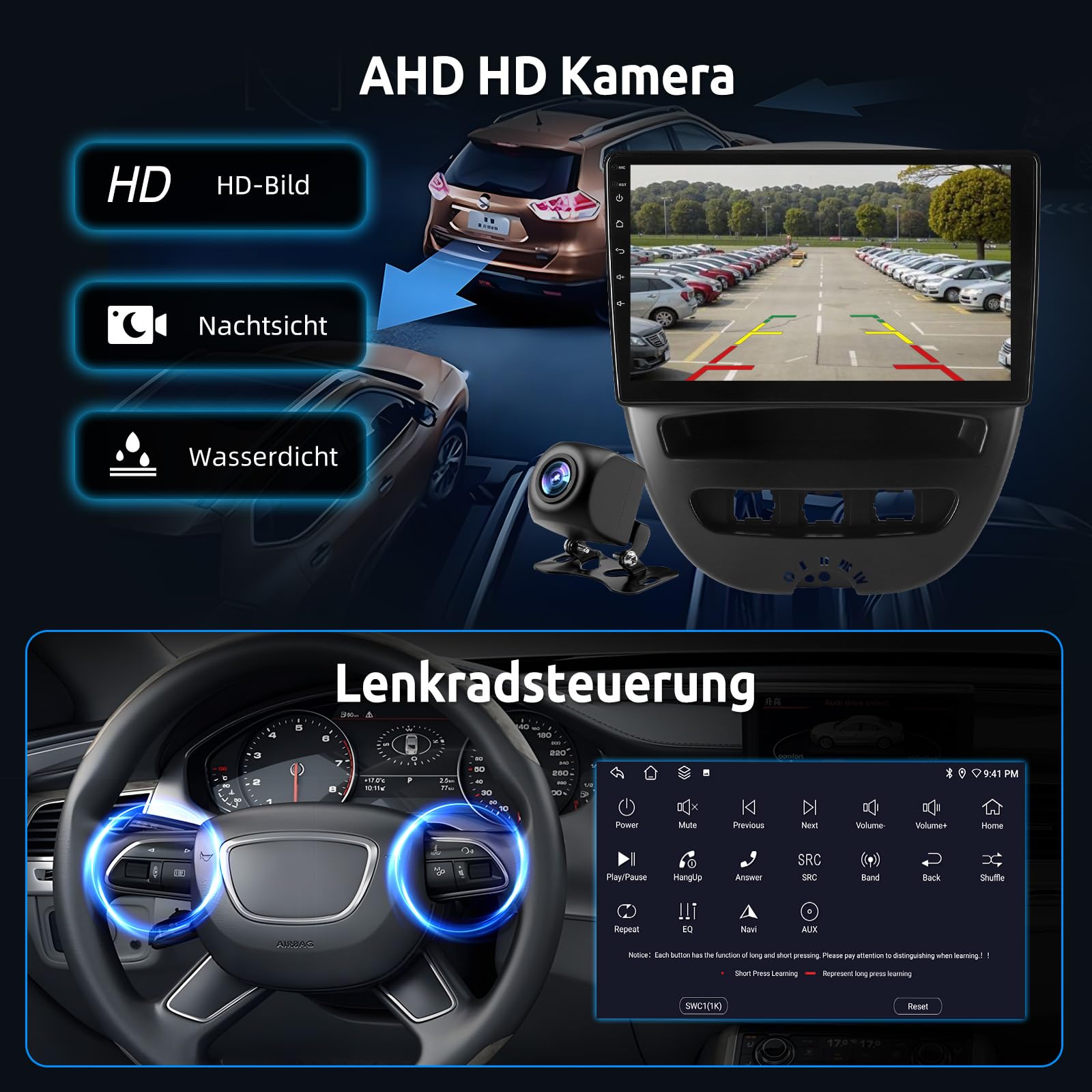 ESSGOO 4+64G Android 15 Autoradio mit Wireless Carplay und Android Auto Für Peugeot 107 / Citroen C1 / Toyota Aygo 2005-2014,10 Zoll Auto Radio Display mit Bluetooth WiFi GPS Mirror Link FM Mikrofon