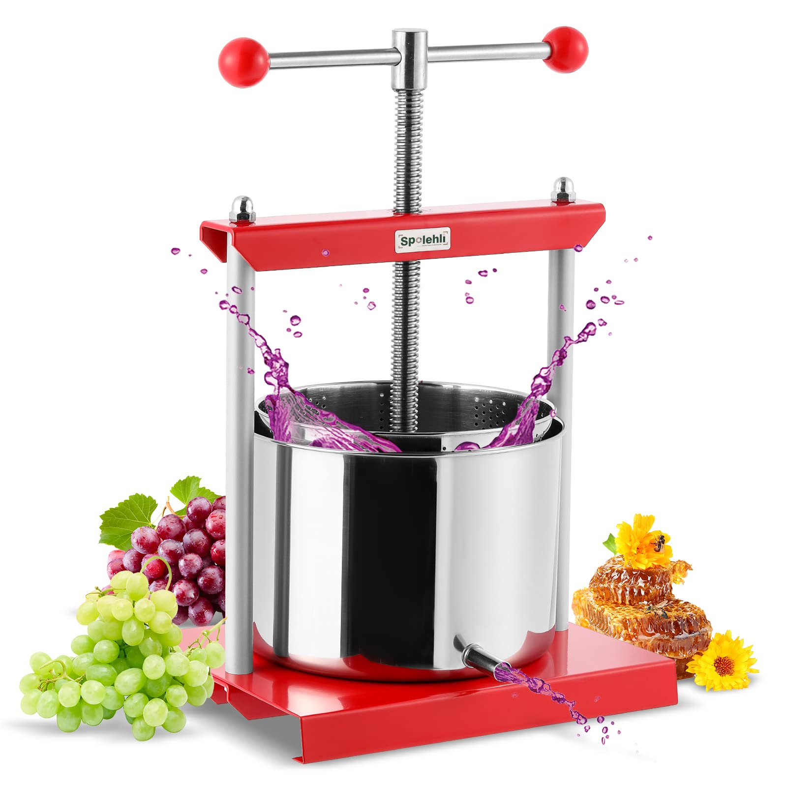 Amazon | Spolehli 5.5L手動 ブドウ 圧搾機 蜂蜜圧搾機 果汁絞り器