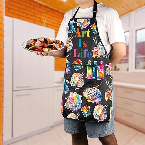 Miniatura 6 de JXGZSO Delantal de pintor para artistas, regalo para amantes del arte, pintor, regalo para artistas, delantal impermeable con bolsillo
