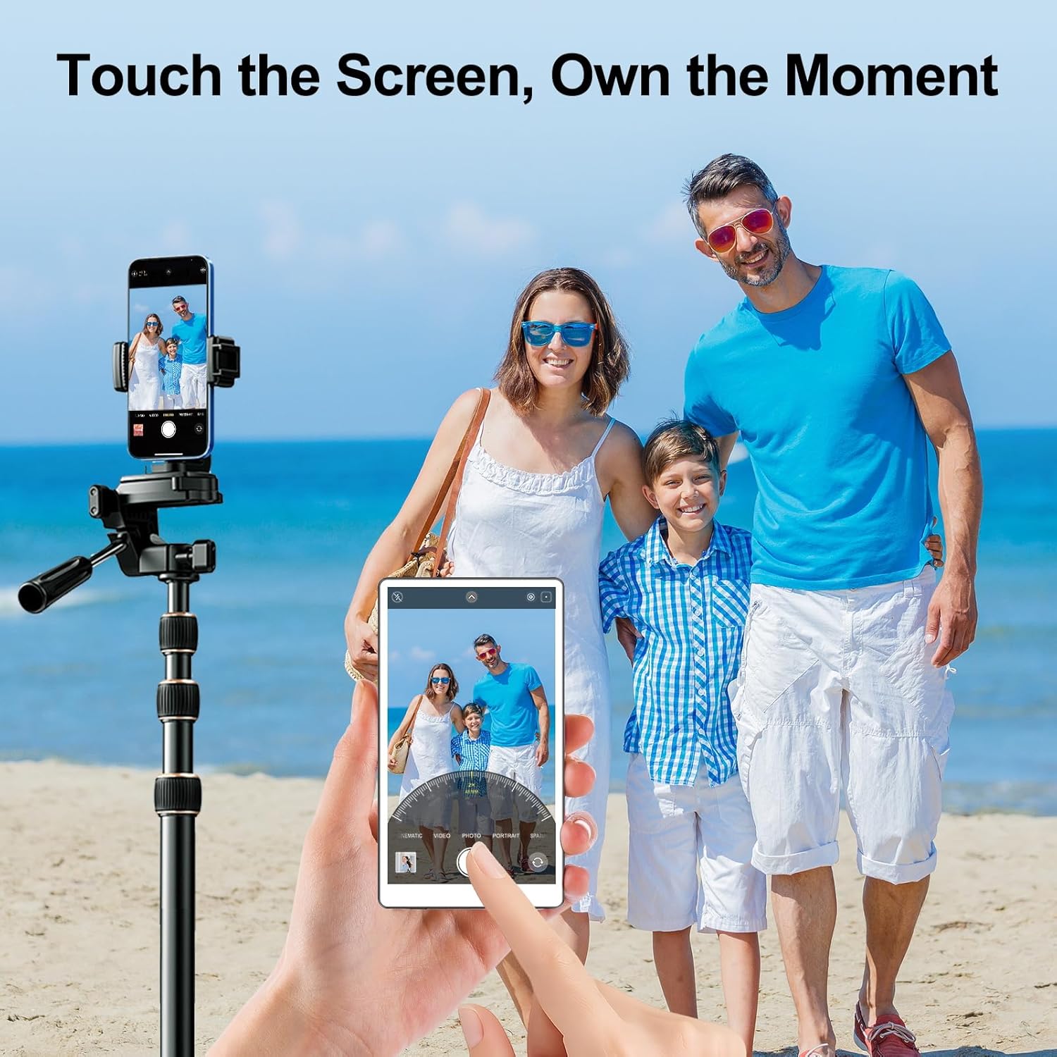 5" Touch Selfie Monitor Screen for iPhone 17, Magnetic Wireless Screen Mirroring Back Camera Monitor iPhone Android Phone Vlog Selfie Screen w/ 2600mAh Battery, 3.5mm Jack, CNC Metal, Black