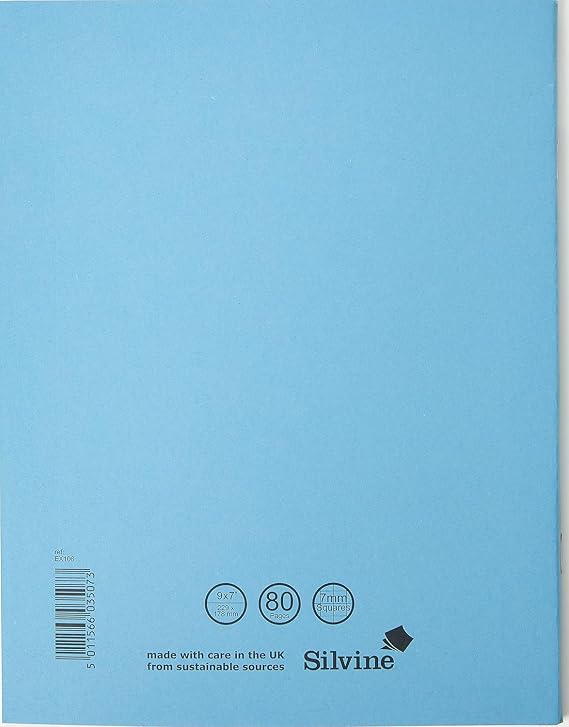 Silvine Exercise Book ruled 7mm Squares 229 x 178 mm 40 leaves Blue (Pack of 10)