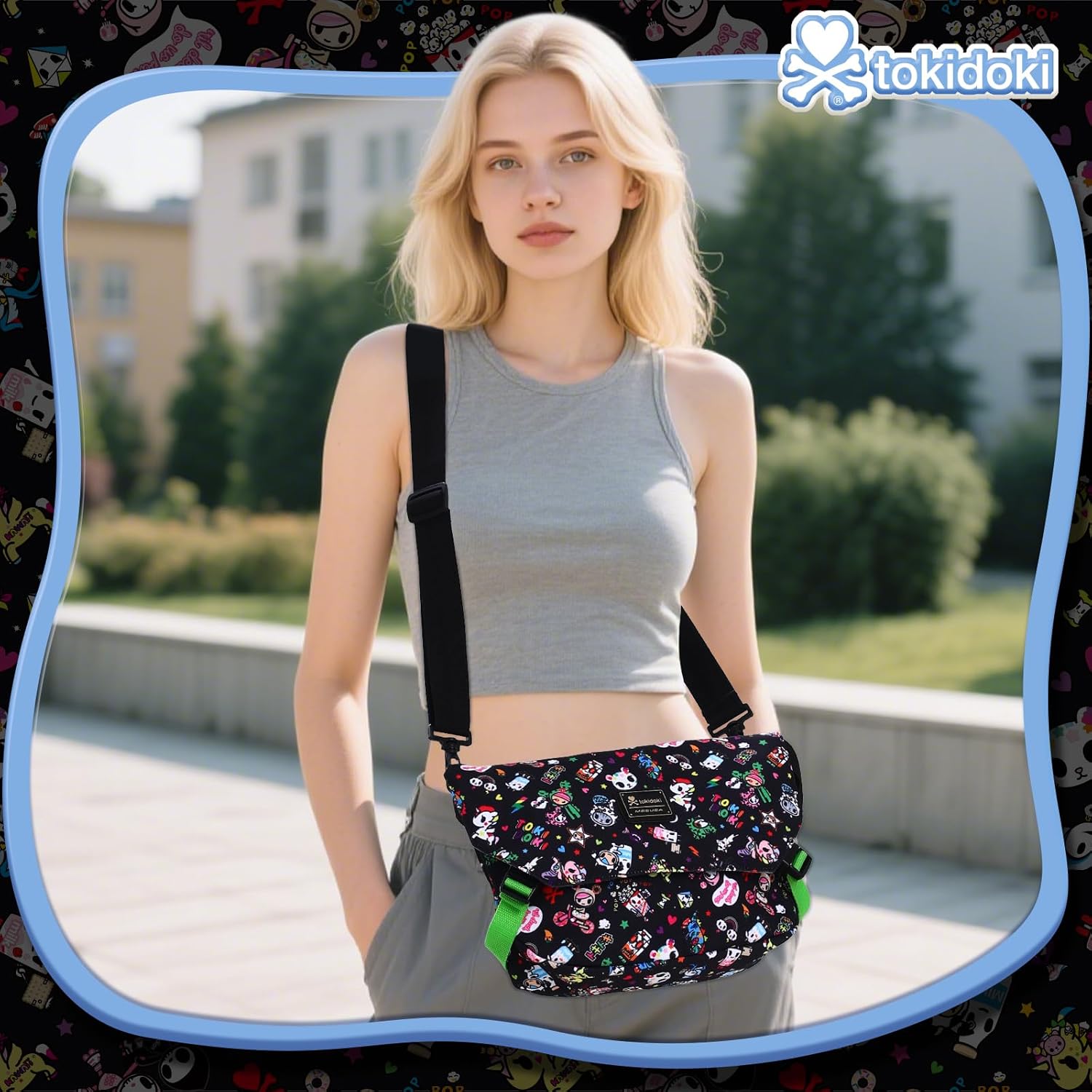 Tokidoki Crossbody Bag with Adjustable Strap Messenger Bag Cute Casual Satchel Shoulder Bag College Office Briefcase - Image 2