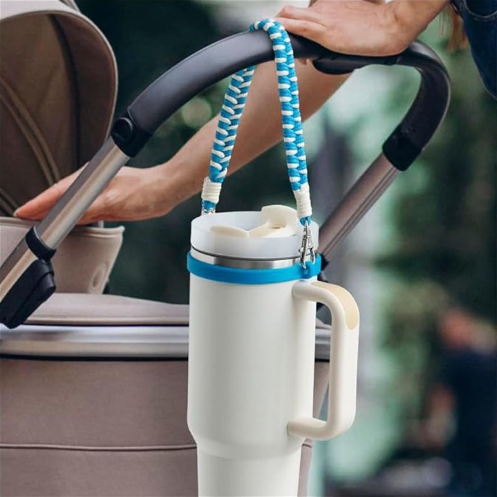 Funda Botella Agua 2 Piezas Anillo Tejido a Mano Botella de Agua Eslinga Cuerda