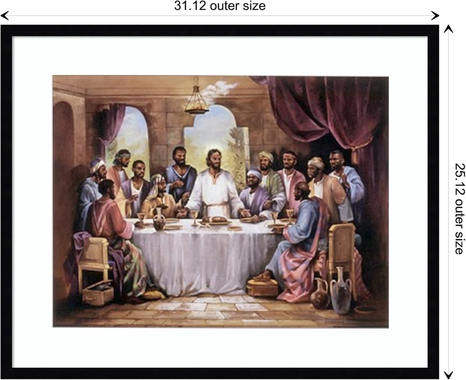 Amanti Art Framed Wall Art Print 25x31 The Last Supper by Quintana, Religion Wall Art, Traditional Decor, Large Poster Painting Artwork for Living Room, Bedroom, Bathroom, Kitchen, Office or Business