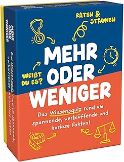 More or Less - Guessing Game for 2 People - 110 Cards 320 Questions - Game for Adults & Children from 10 Years - Great Card Game for 2+ Players - Family Game, Board Game or for Two