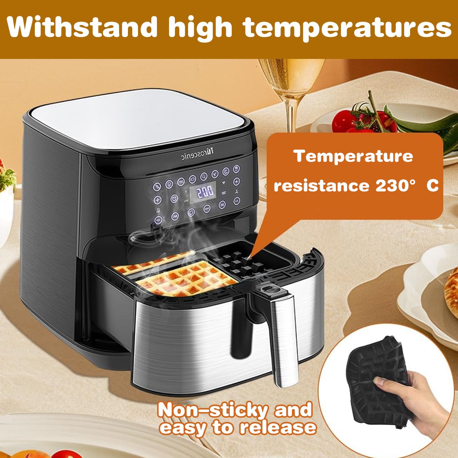 Moule à Gaufres En Silicone Pour Friteuse à Air Ninja - Compatible AF300EU, AF400EU, AF451EU, SL400EU, AF500DE - 13