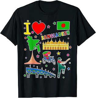 Bangladeshi hand drawn landmarks, Bangladesh map, symbols T-Shirt