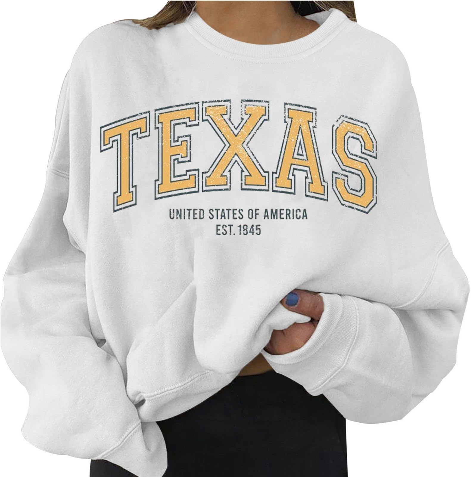 Womens Daily Print Sweatshirt Long Pullover Letter Print O Neck Printing Long Sleeve Women's Skateboard Womens Blouse Mens Hoodies