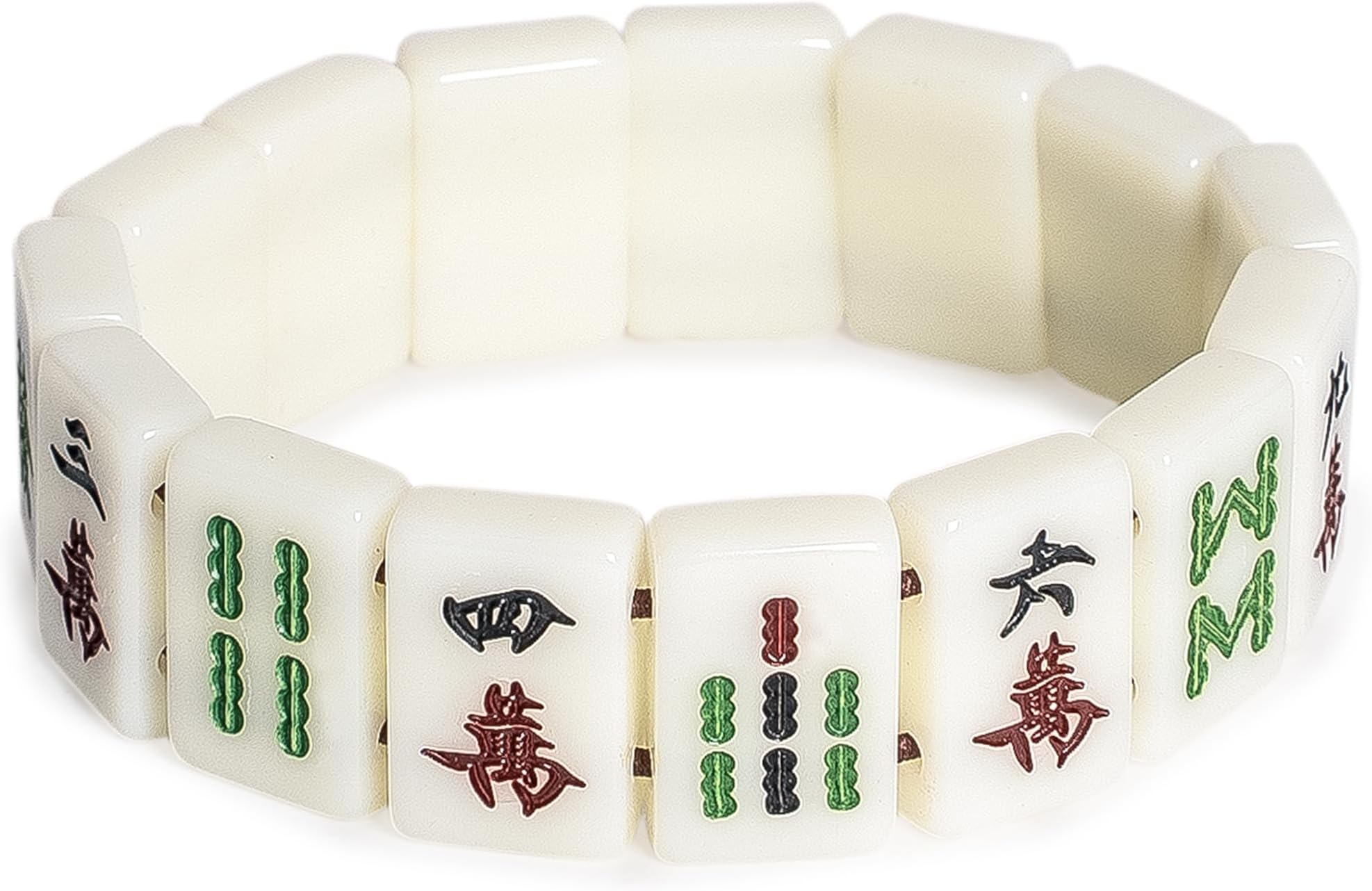 Yellow Mountain Imports Mahjong Mini-Tiles Stretchy Bracelet