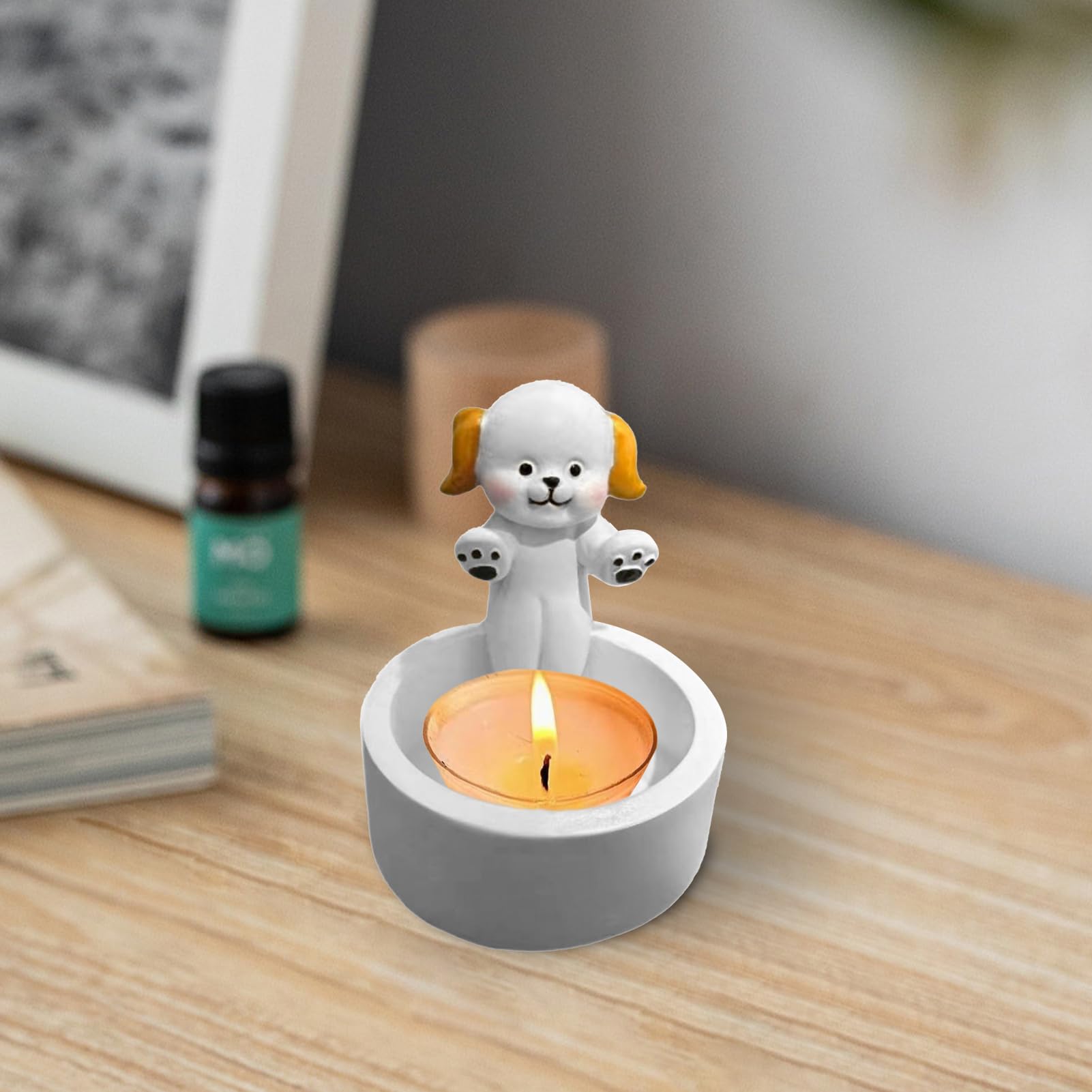 Portacandele per Cani, Portacandele con Zampe riscaldanti per Cani, Decorazione portacandele per tè Forma di Coniglietto dei Cartoni Animati, Regalo per Gli Amanti dei Cani