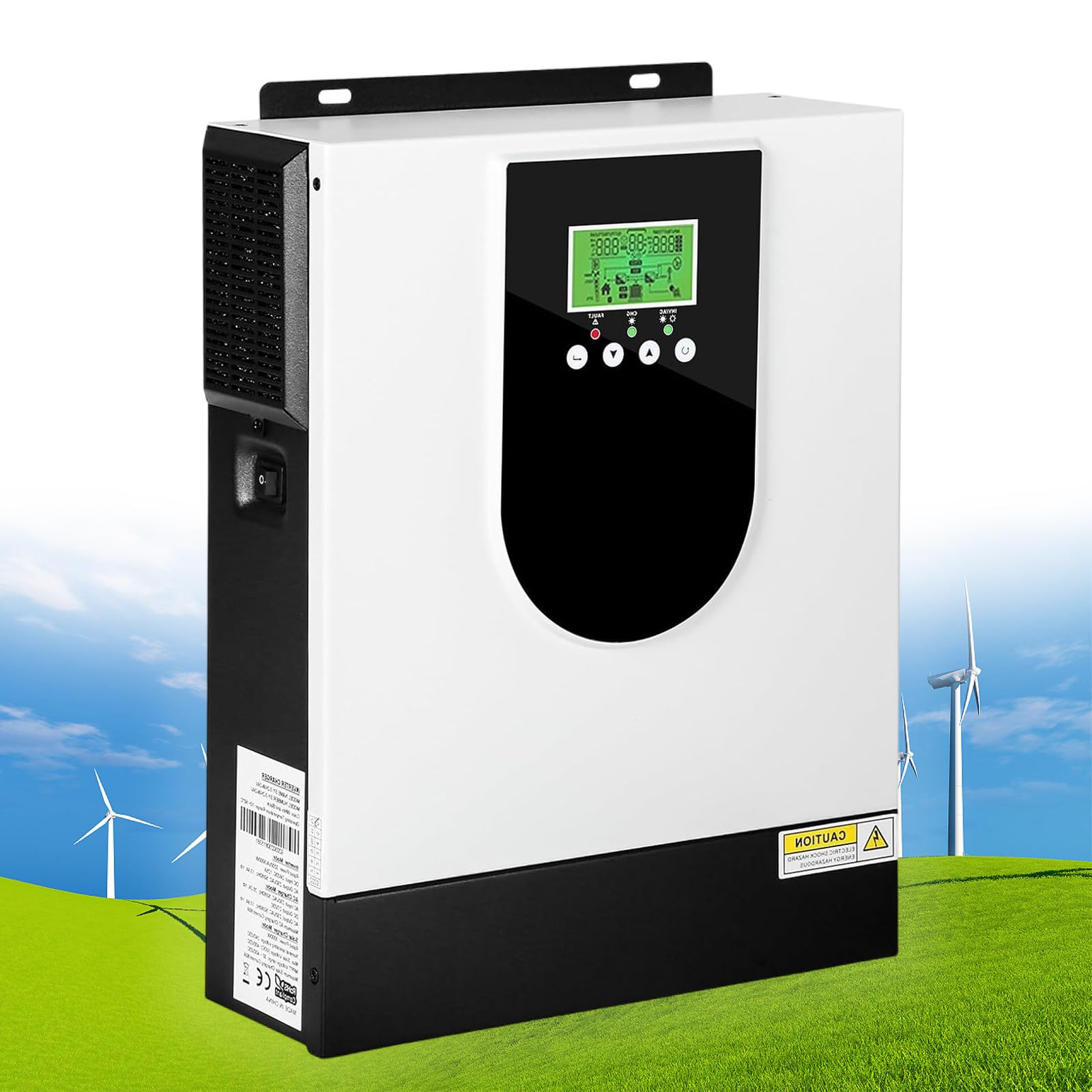 Hybrydowy inwerter solarny 3KW od DC24V do AC230V, niezależny od sieci inwerter czystej fali sinusoidalnej z ładowarką słoneczną 80A MPPT, maks. moc wejściowa PV 3000W DC 30-400V
