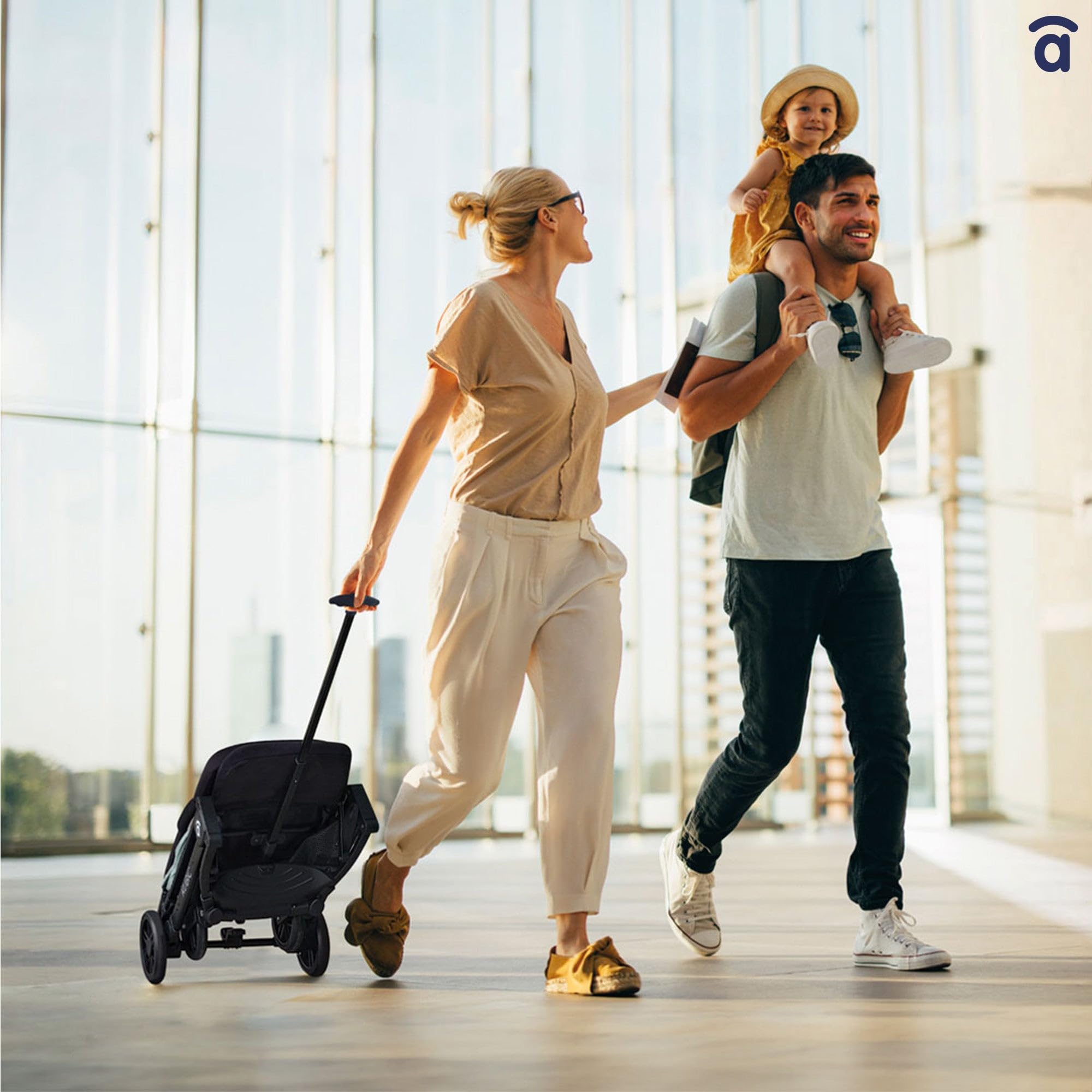 Asalvo KUBIC 2 Silla de paseo, Carrito Bebé, Ligera, Compacta, Plegado con una Mano, Ruedas Grandes, Amortiguación, Reclinable, Apta Cabina, SPF50+, Asa Trolley, Carga máxima 23 kg, Negro