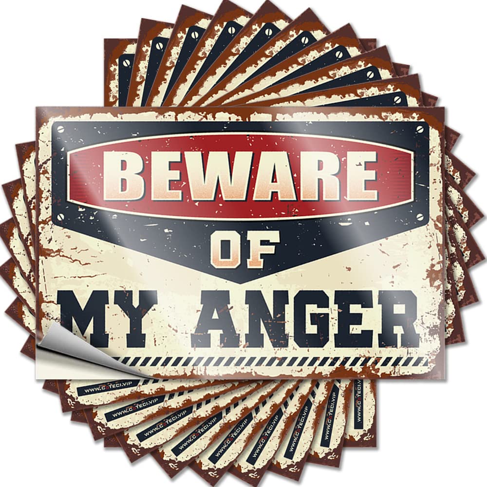 Decal Neutral Vintage Room Decor Aesthetic Waterproof - Beware of My Anger Tumbler Self Adhesive Decal for Diatomaceous Use(12X18CM)