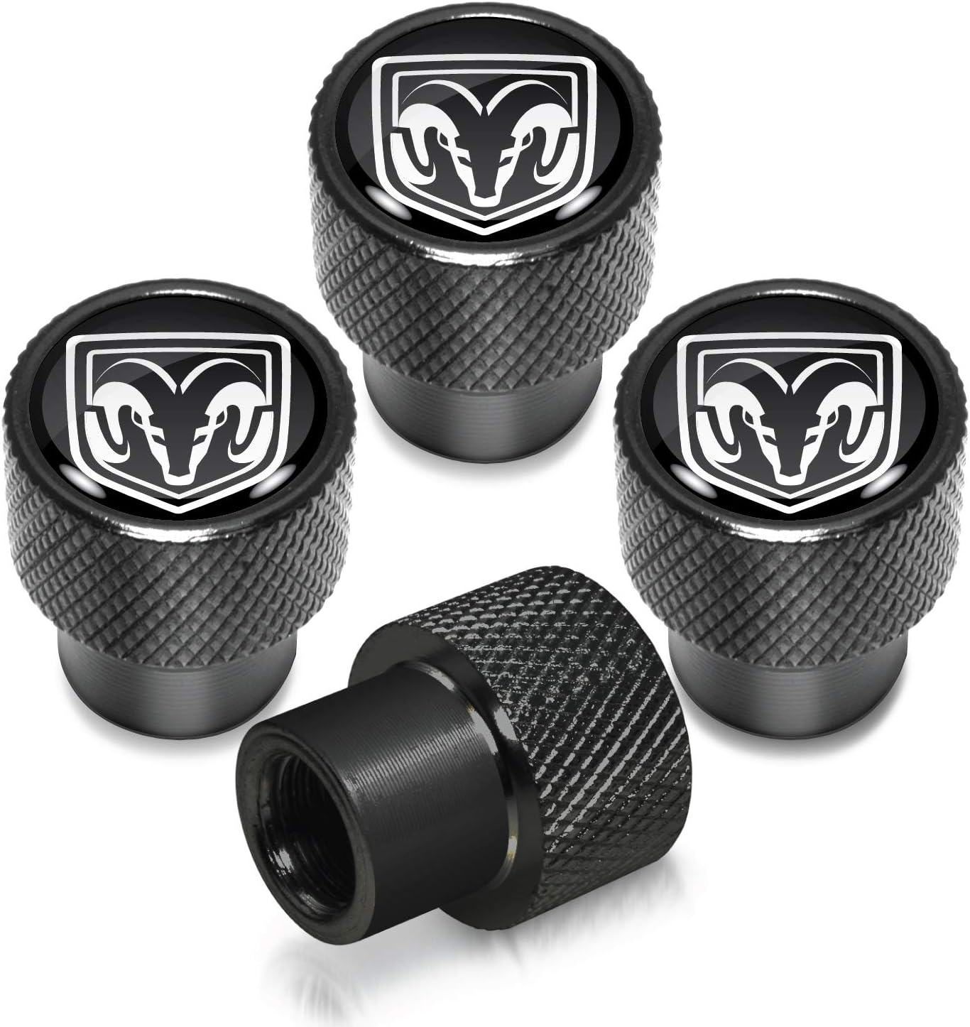 iPick Image for RAM in Black on Black Aluminum Tire Valve