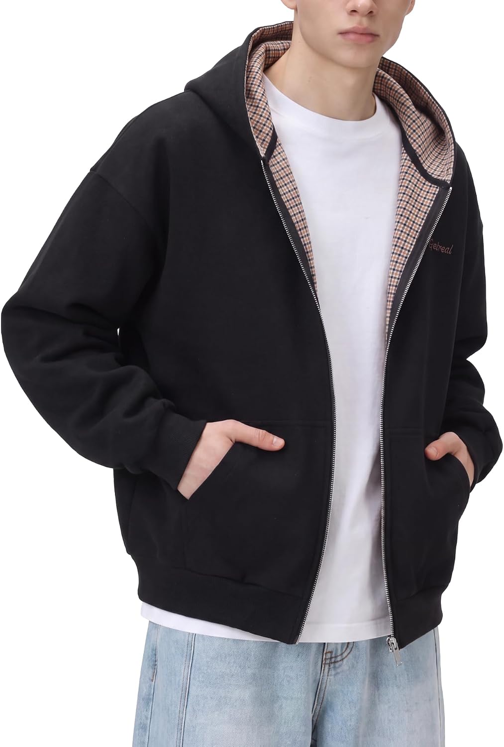 Men's Quarter Zip Sweatshirt Drop Shoulder Collared Pullover image 4