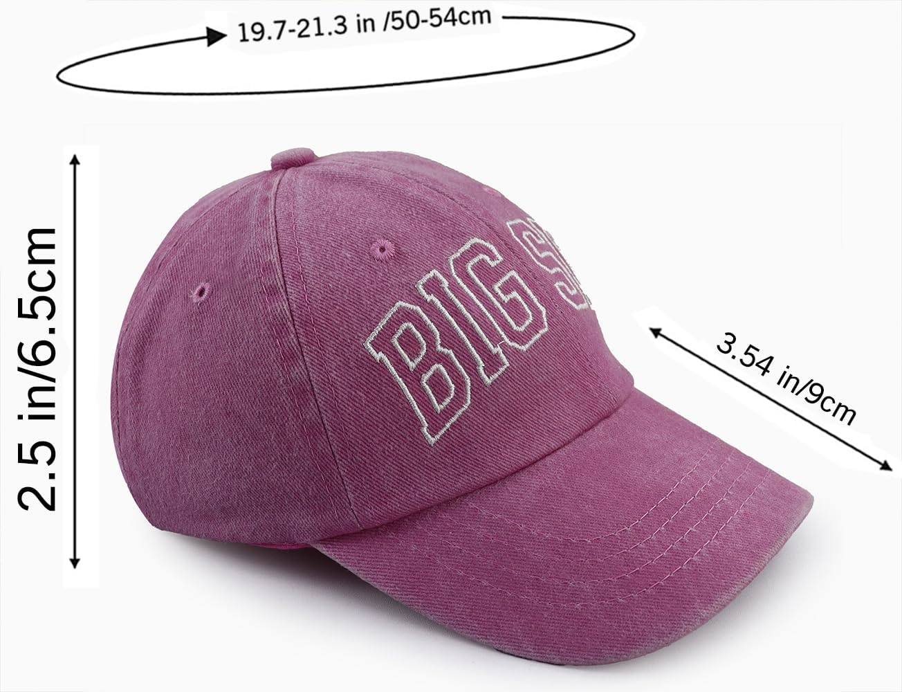Big Sis Hats for Girls, Funny Adjustable Cotton Embroidered Kids Baseball Cap - Image 2