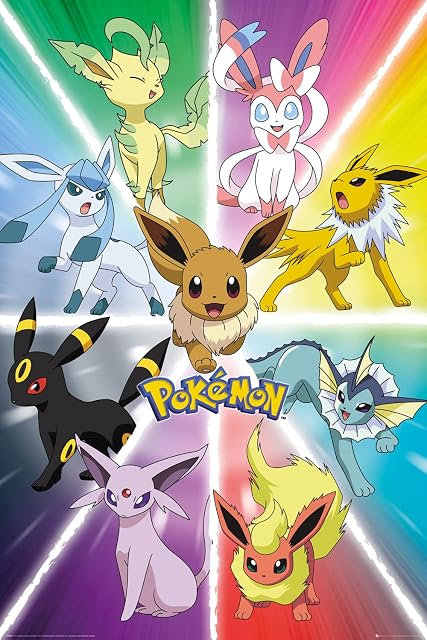 GB eye FP4426 Pokemon Eevee Evolution Maxi Poster, Wood, Various, 65 x 3.5 x 3.5 cm