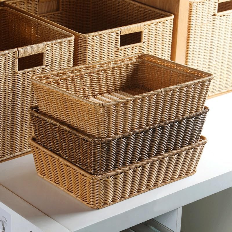 ベーキングトレイ籐収納バスケット長方形パンディスプレイバスケットフルーツバスケット野菜スナックプラスチック