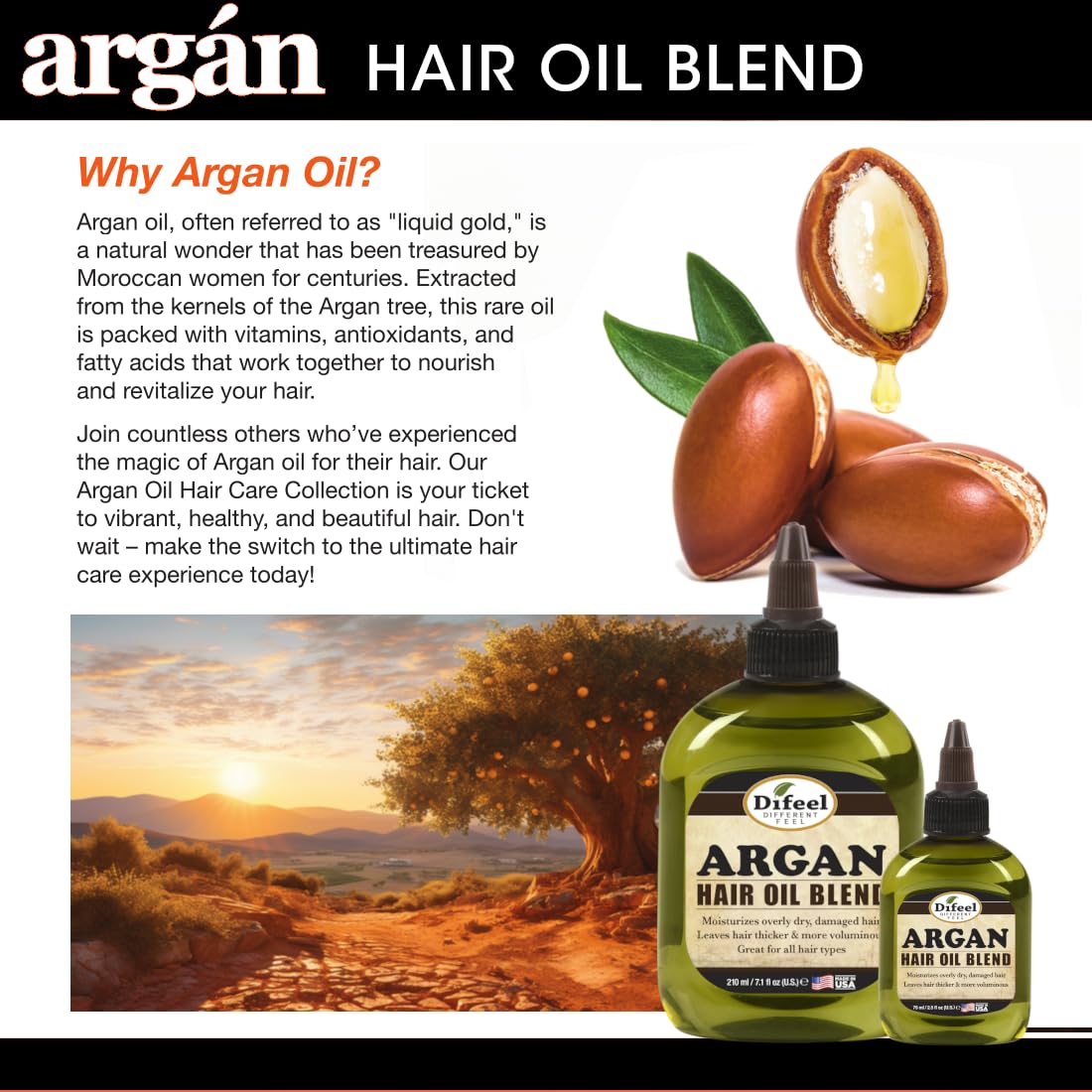 Difeel Premium Doğal Saç Yağı - Argan Yağı 2,5 ons