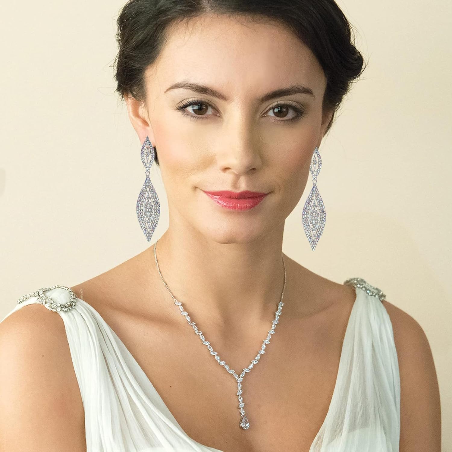 Fashion Rhinestone Crystal Wedding Earrings for Women Bridal Bridesmaid Long Leaf Chandelier Teardrop Dangle Earrings Jewelry - Image 8