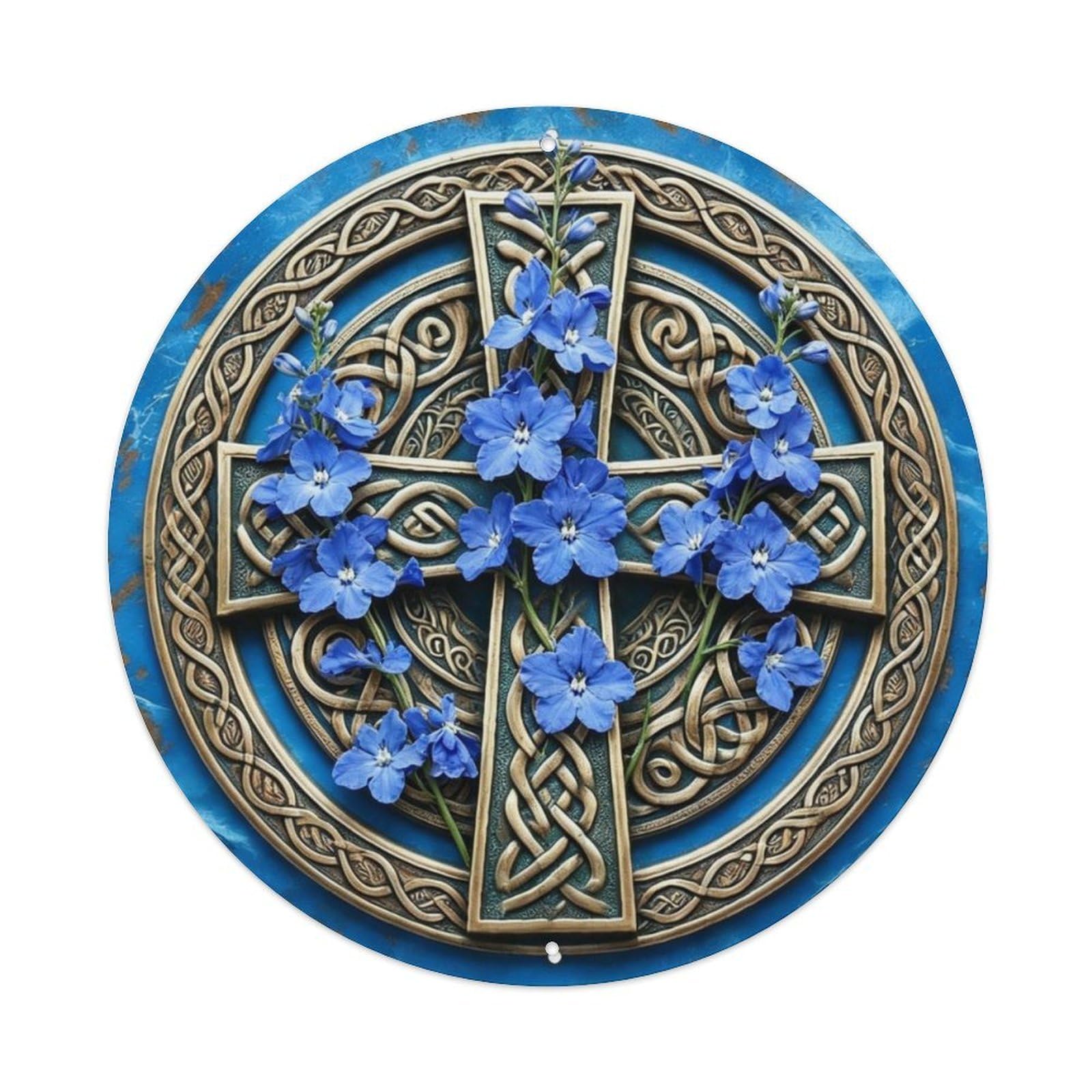 Blue Lobelia Flowers Cottage Garden Metal Tin Sign Plaque
