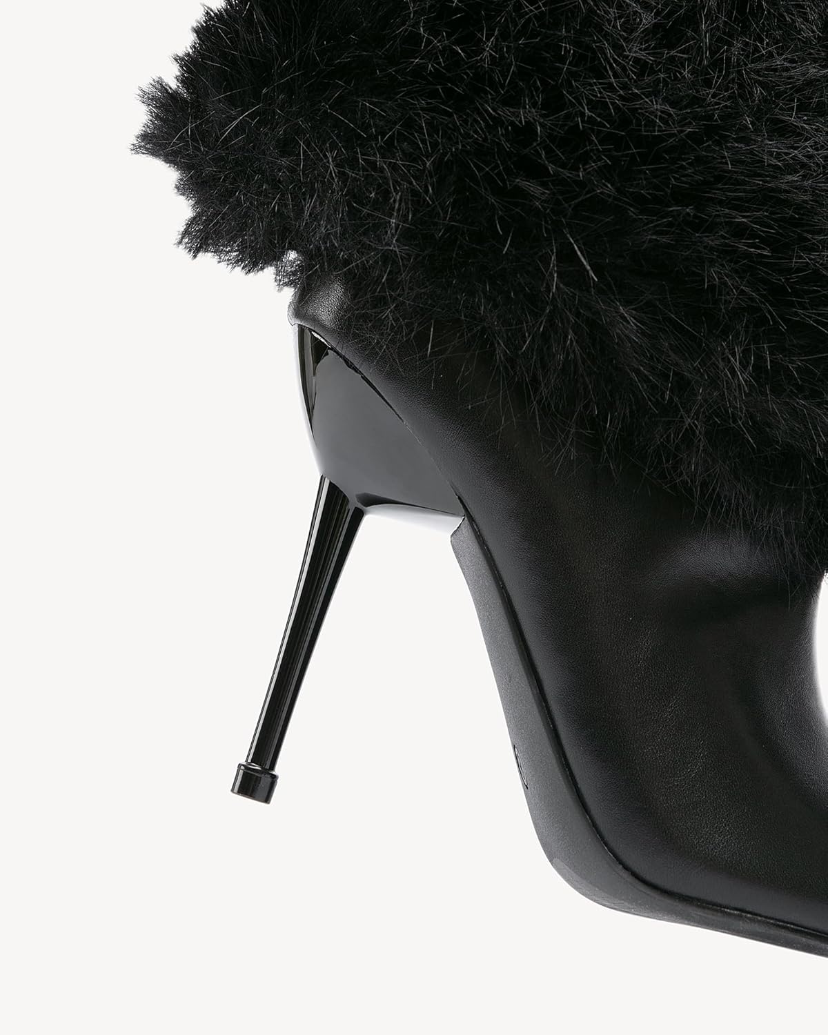 NEWBELLA Women's Exterior Plush Knee High Boots - Fashion Pointed Toe Stiletto Warm Faux Fur Slip-On for Fall & Winter