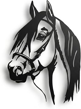 DEKADRON Metal Wall Art - Horse Head - 3D Wall Silhouette Metal Wall Decor Home Office Decoration Bedroom Living Room Decoration 21" W x 30" H/53x76cm
