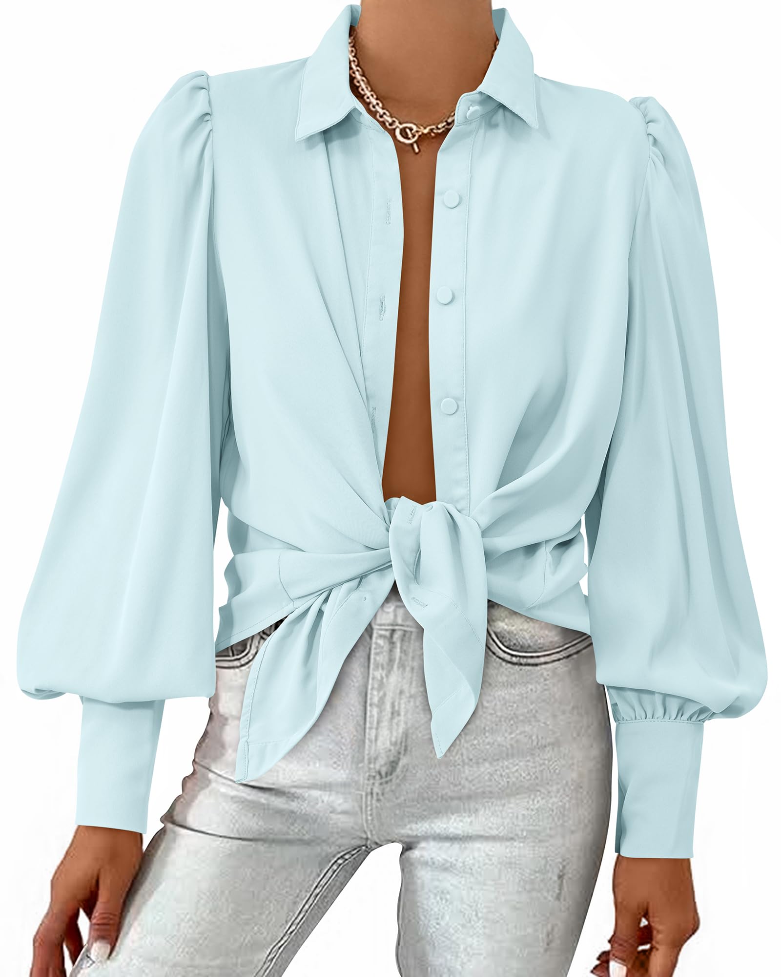 BTFBM Women Fashion Button Down Shirts 2026 V Neck Boho Printed Long Sleeve Blouses Dressy Casual Spring Fall Tops