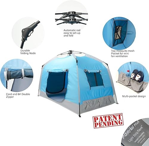 Miniatura 6 de Casa de juegos para niños fácil de instalar con bonita tira de luz LED y 3 aperturas grandes, tienda de campaña portátil para niños y sala de