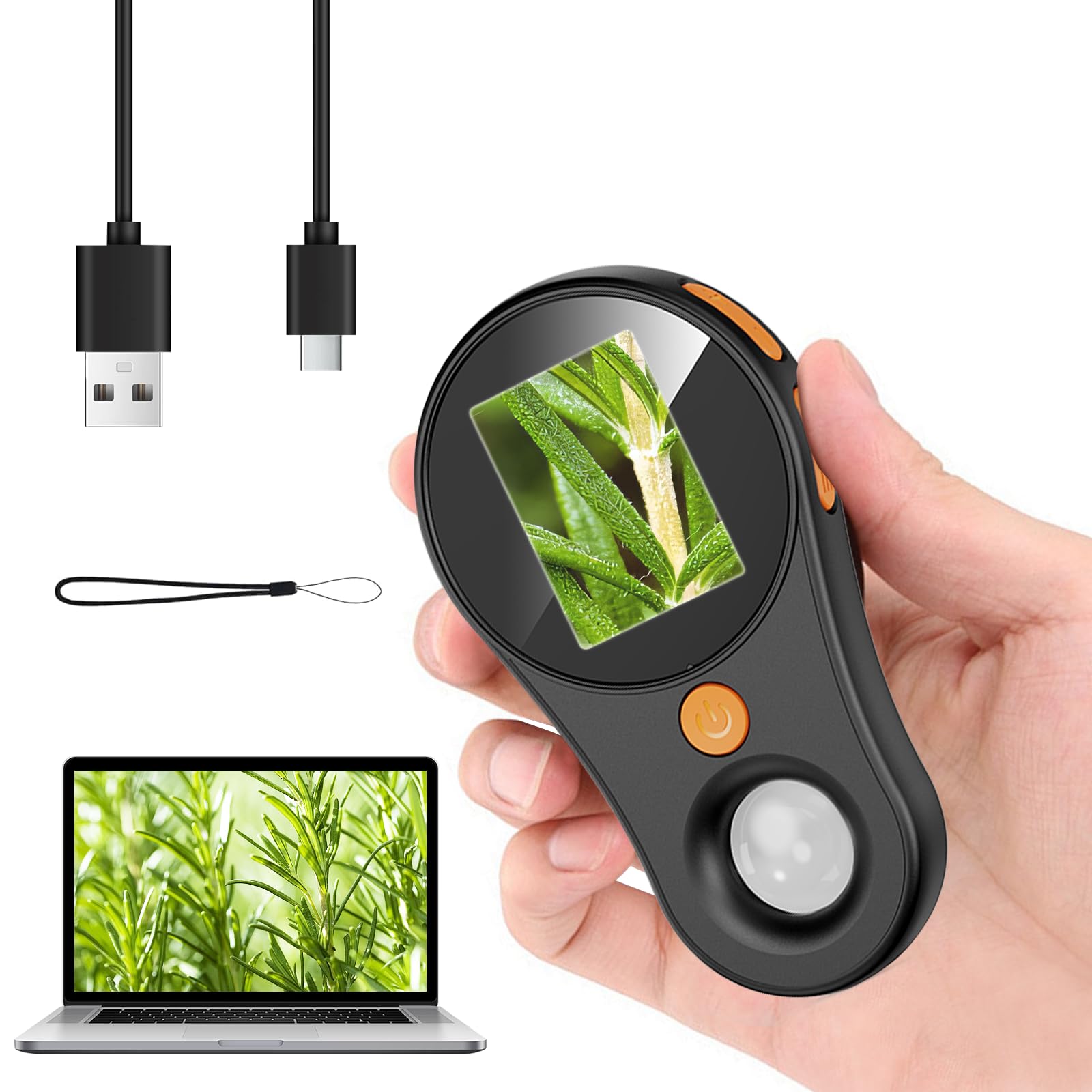 Handheld Digital Microscope - 2MP 1080P 500X HD Magnification Miniscopes, USB Rechargeable Portable Microscope with 8 LED Lights for Kids & Adults