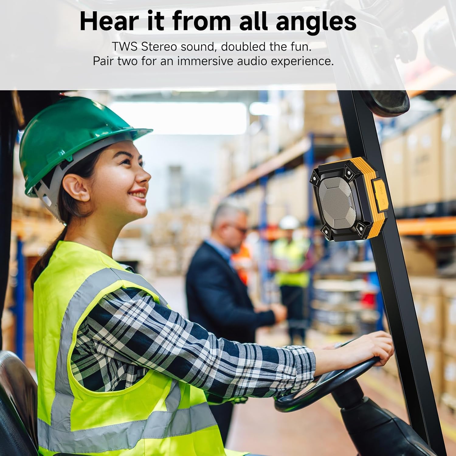 Magnetic Bluetooth Jobsite Speaker, Portable Wireless Speakers with Hook, Hands-Free Calls, 45H Battery Stereo Sound TWS for Golf Accessories Golf Gifts, Camping, Outdoor, Construction - Image 2