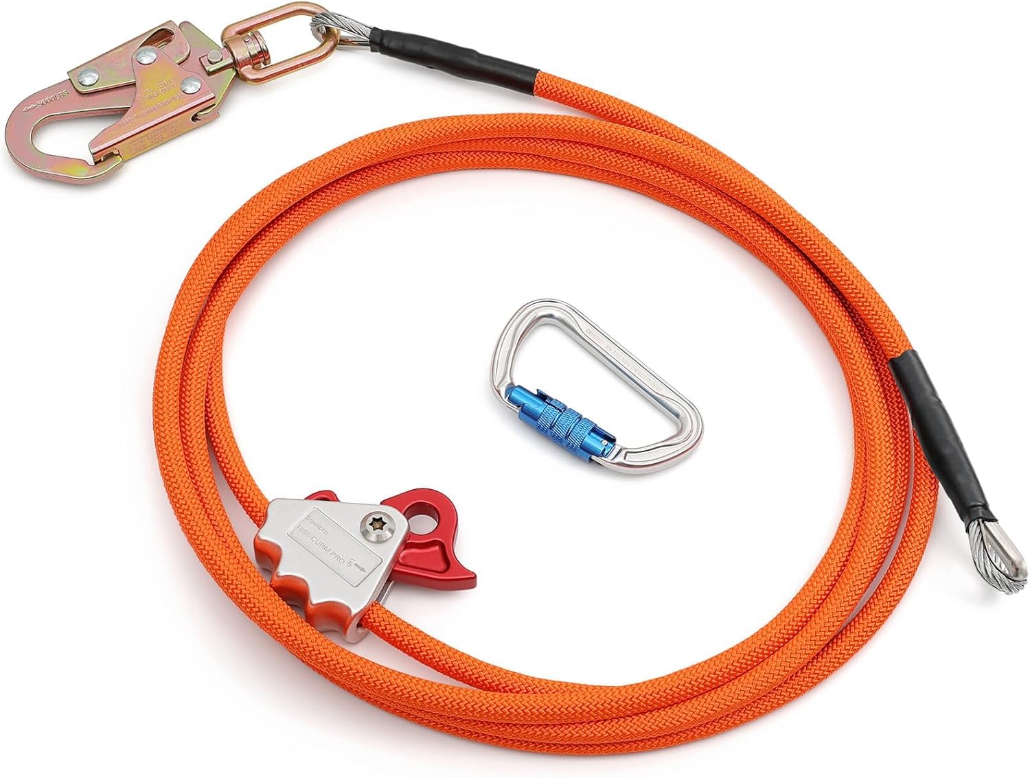 Flip Line Tree Climbing Rope 1/2" X 10ft Steel Core Flipline with Triple Lock Carabiner Adjuster Steel Swivel Snap for Fall Protection,Better Grab,Low Stretch,Cut Resistant,Climbing Tree Equipment