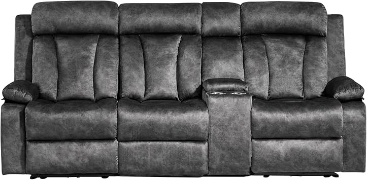 Electric Power Reclining Sofa, 3-Seater Sofa with Flip-Top Console, Massage & Heat, Recliner Couch with Storage, USB Ports, and Cup Holders - Perfect for Living Room Comfort Gray