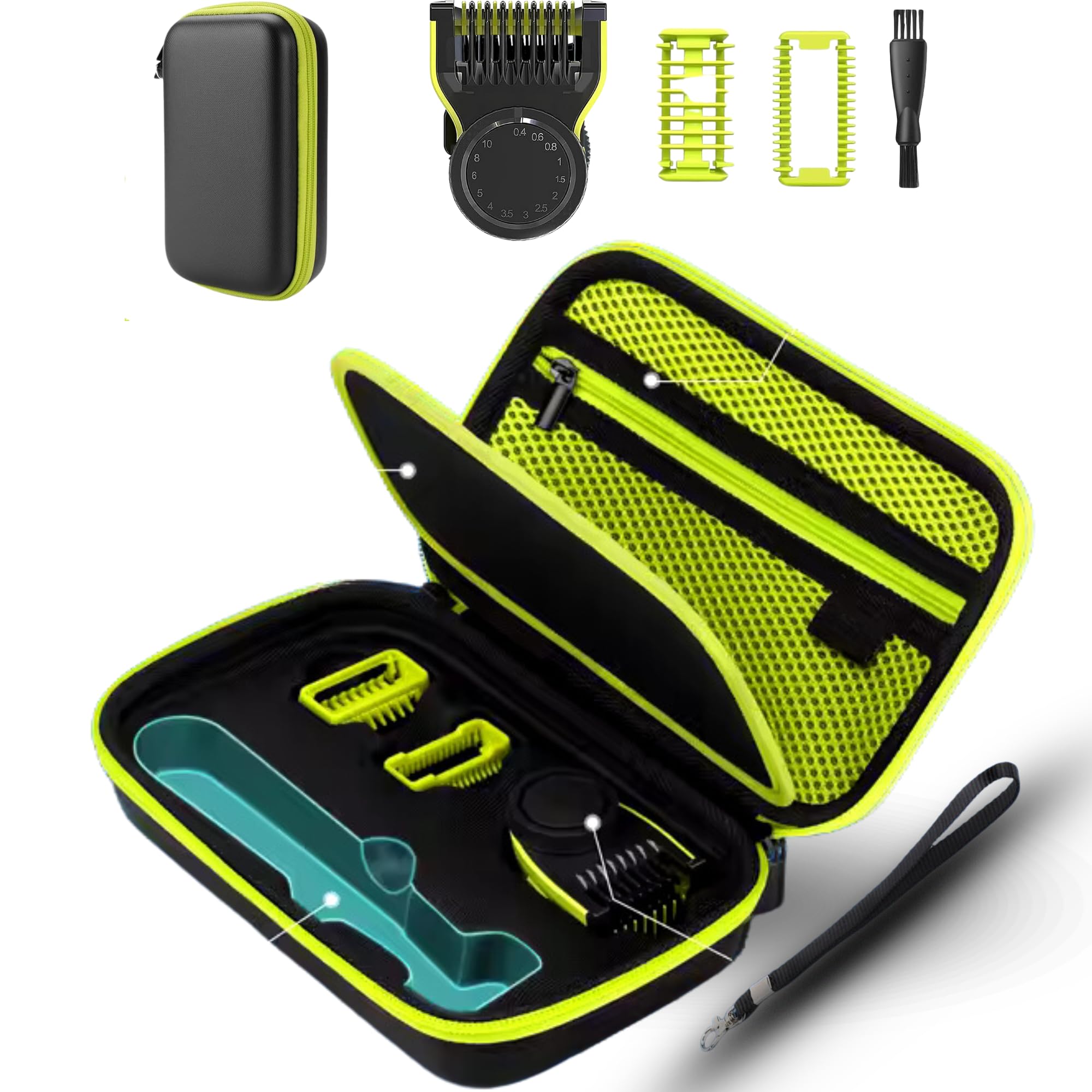 Giulia Beauty - Peine auténtico para Cuchillas One Blade QP2520, QP2530, QP2620, QP2630, QP27xx, QP28xx, con Protector de Piel, Peine Cuerpo, Cepillo (Estuche + Peine de 14 Posiciones)