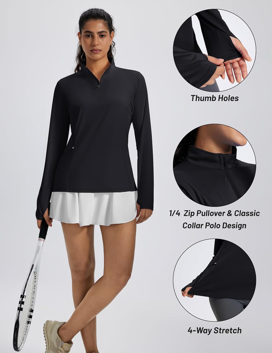 MAGCOMSEN 1/4 Zip Pullover Women Long Sleeve Quarter Zip UPF 50+ Sun Shirts with Pocket Quick Dry Athletic Workout Tops - Image 5