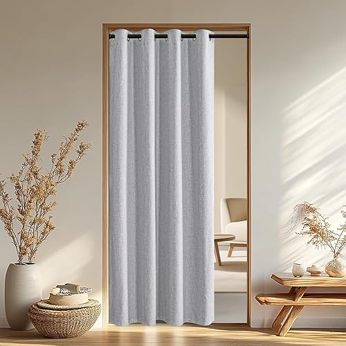Miniatura 41 de Juego de 2 paneles de cortinas opacas de lino de 84 pulgadas de largo, cortinas 100% opacas para dormitorio, sala de estar, cortinas de 2-Total