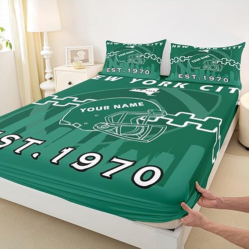 Miniatura 10 de Erosebridal Sábana bajera ajustable personalizada para niños, para fanáticos del fútbol deportivo, juego de cama del equipo de fútbol, juego de ropa