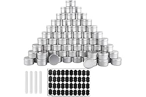 64 Pack 4 Oz Metal Aluminum Cans Tins Jars Screw Lid Containers...