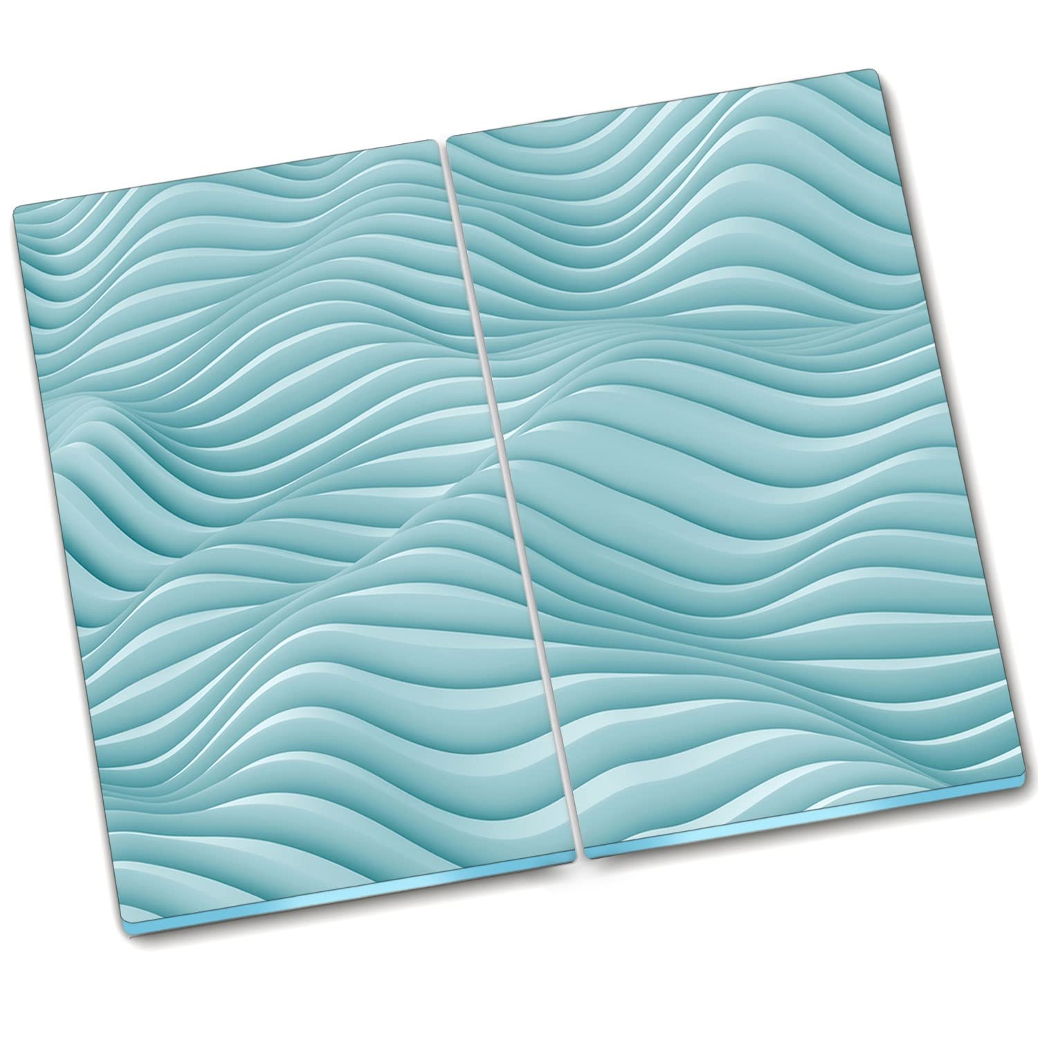 Plaque de couvercle de poêle Décormat 2x30x52 cm en verre trempé vagues bleues pour votre cuisine